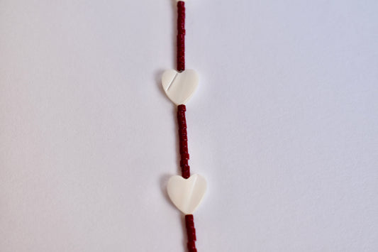 Pearl heart with maroon