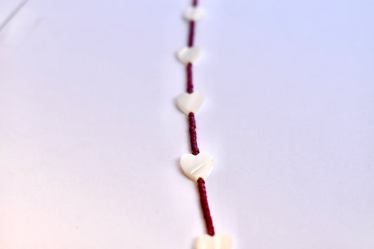 Pearl heart with maroon